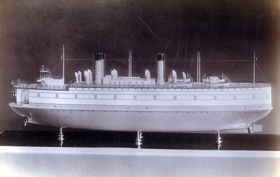 Yard No. 647, Baikal. Port Side of a Model of the Ice-Breaking Train Ferry Steamer Baikal by English Photographer